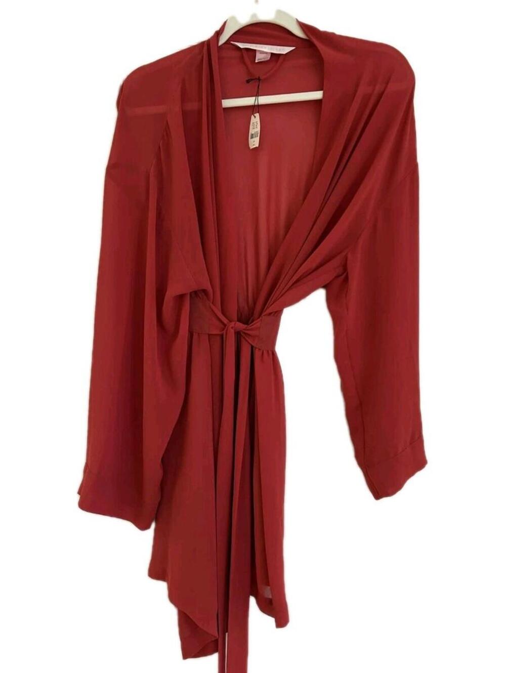 Victoria’s Secret NWT Red Sheer Tie-Front Kimono Cover-Up Robe Sexy Women’s Sz S